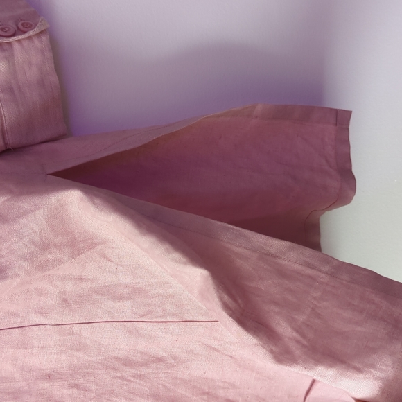 3/50$ 100% Linen Shirt Pink Button Up Size Medium - Picture 7 of 7
